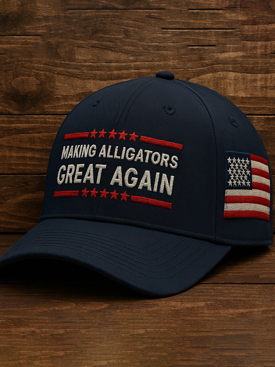 Vintage Alligator Alcatraz Fun Florida Everglades Art Casual Print Hat
