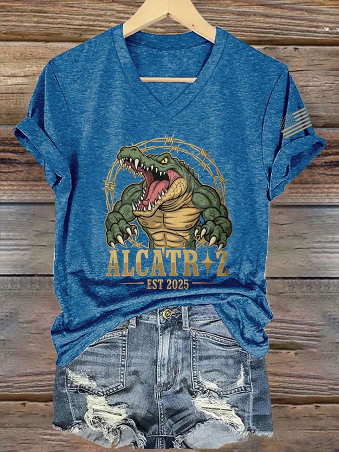 Women's Alligator Casual V-Neck T-Shirt