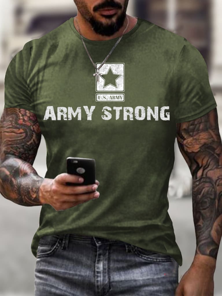 Men's USA ARMY Strong Printing T Shirt