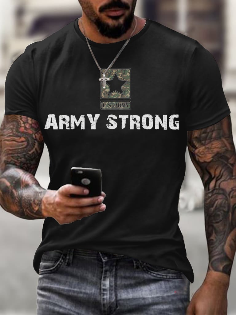 Men's USA ARMY Strong Printing T Shirt