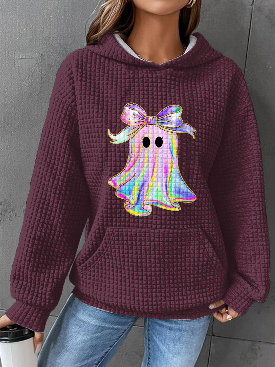Halloween Art Waffle Print Casual Sweatshirt