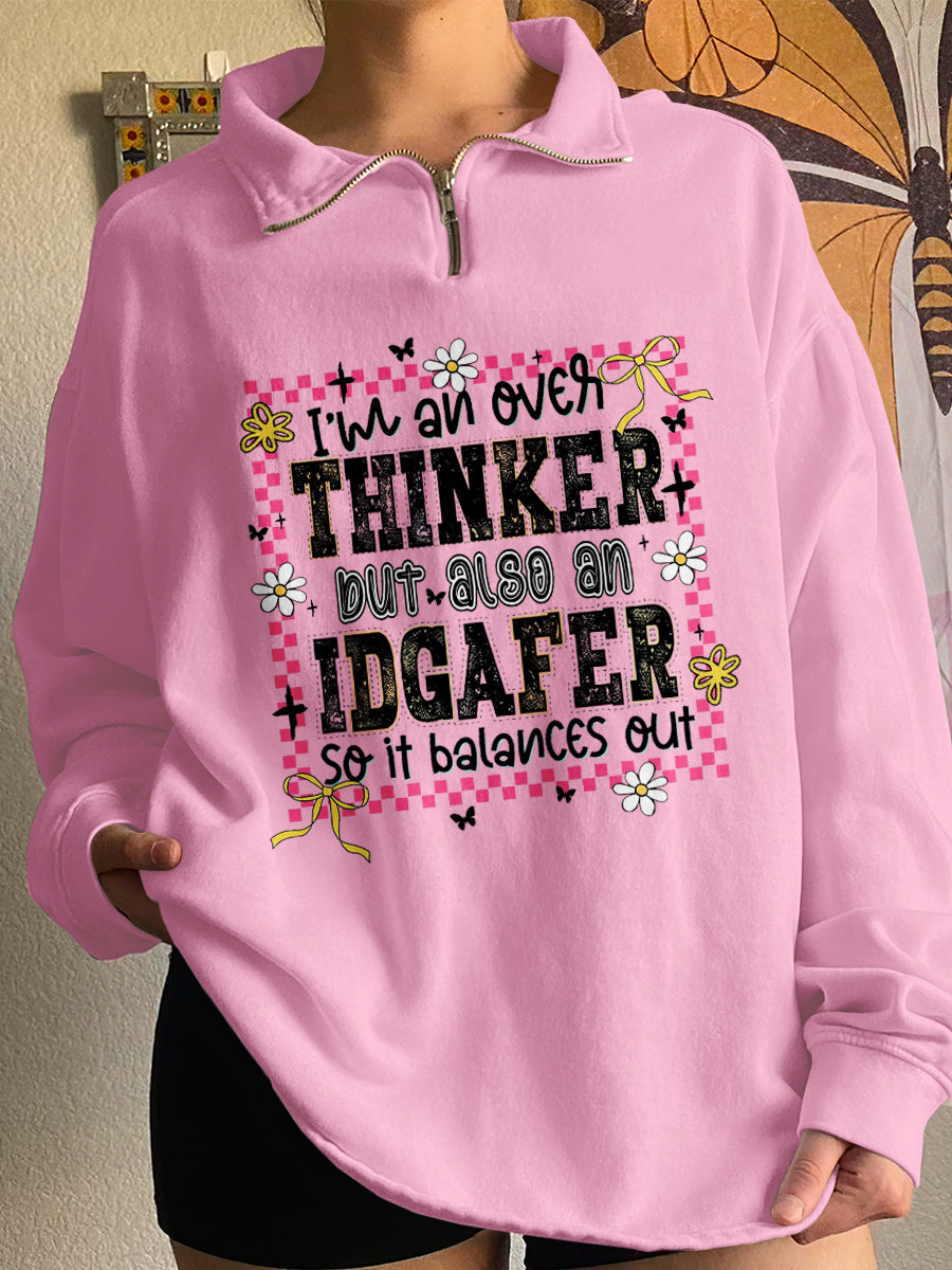 THINKER IDGAFER art print zip-up sweatshirt