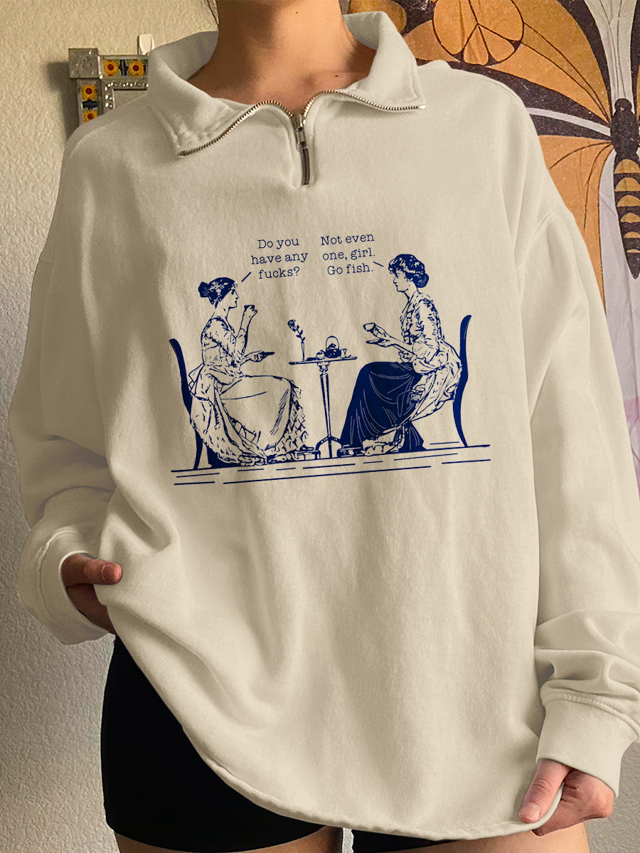 Women's Conversation Art Print Zip-Up Sweatshirt