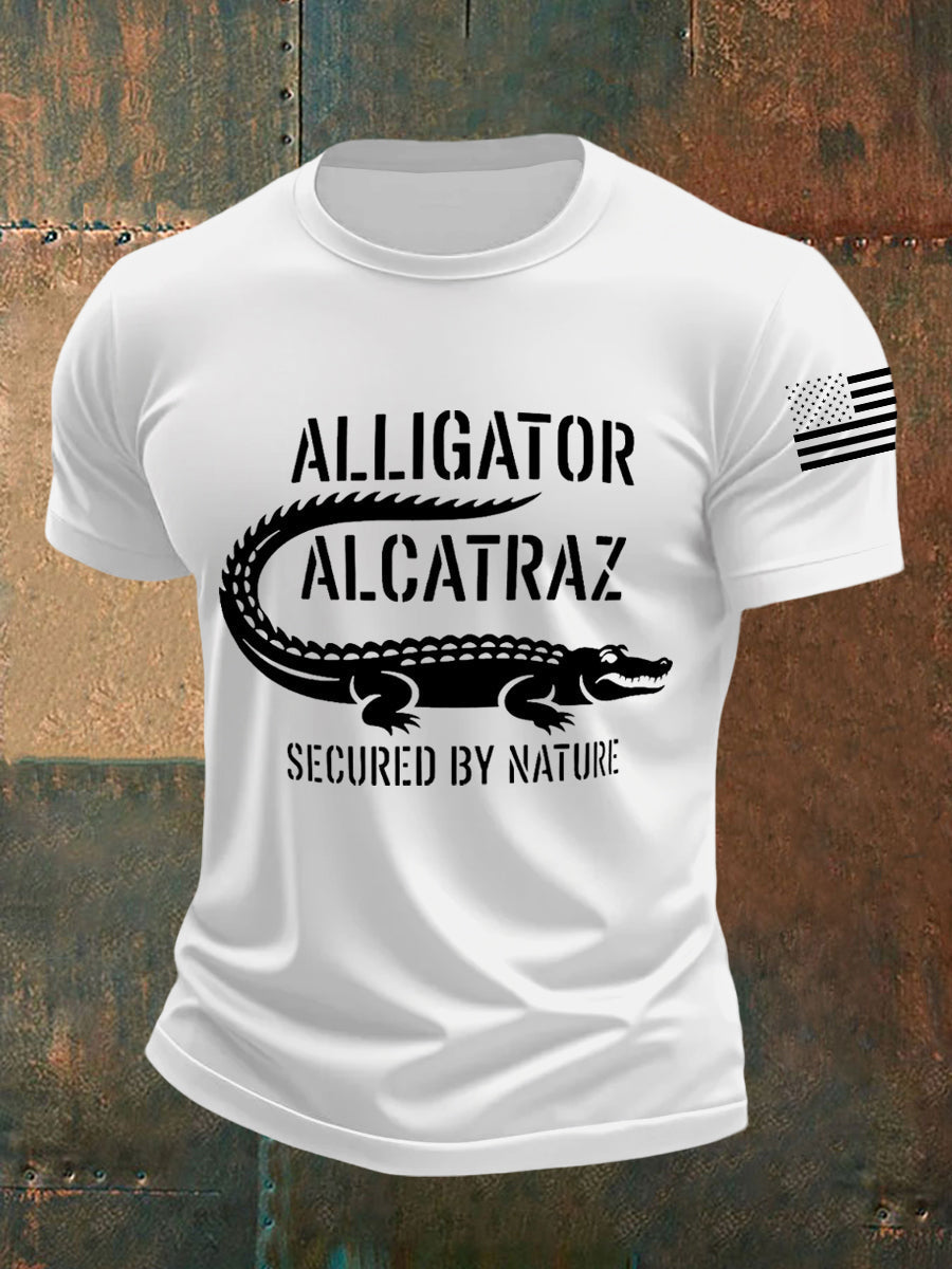 Men's Retro Alligator Alcatraz Funny Florida Everglades Dark Humor Tee