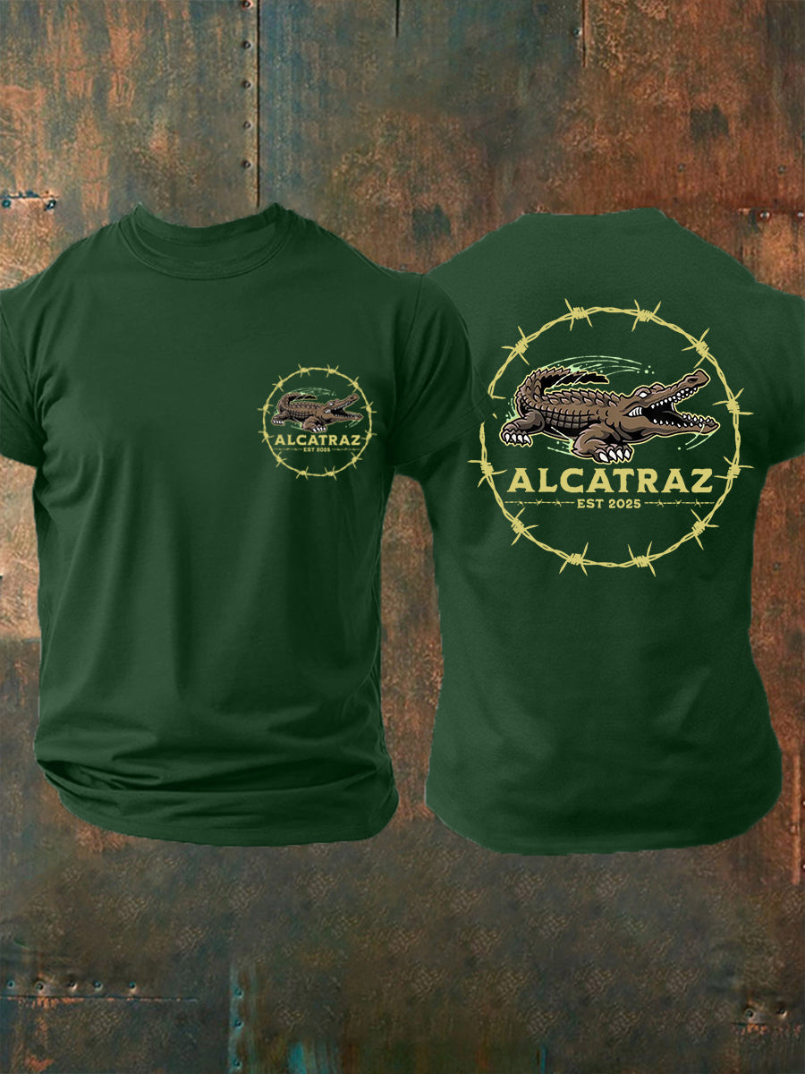 Men's Retro Alligator Alcatraz Funny Florida Everglades Dark Humor Tee