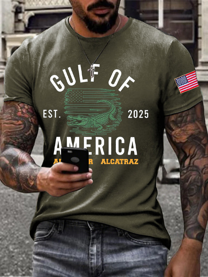Men's Alligator Alcatraz Gulf of America Printed T-Shirt