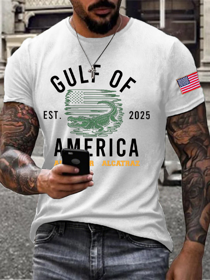 Men's Alligator Alcatraz Gulf of America Printed T-Shirt