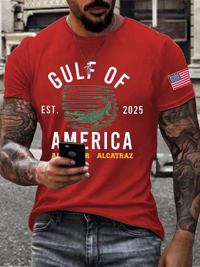 Men's Alligator Alcatraz Gulf of America Printed T-Shirt