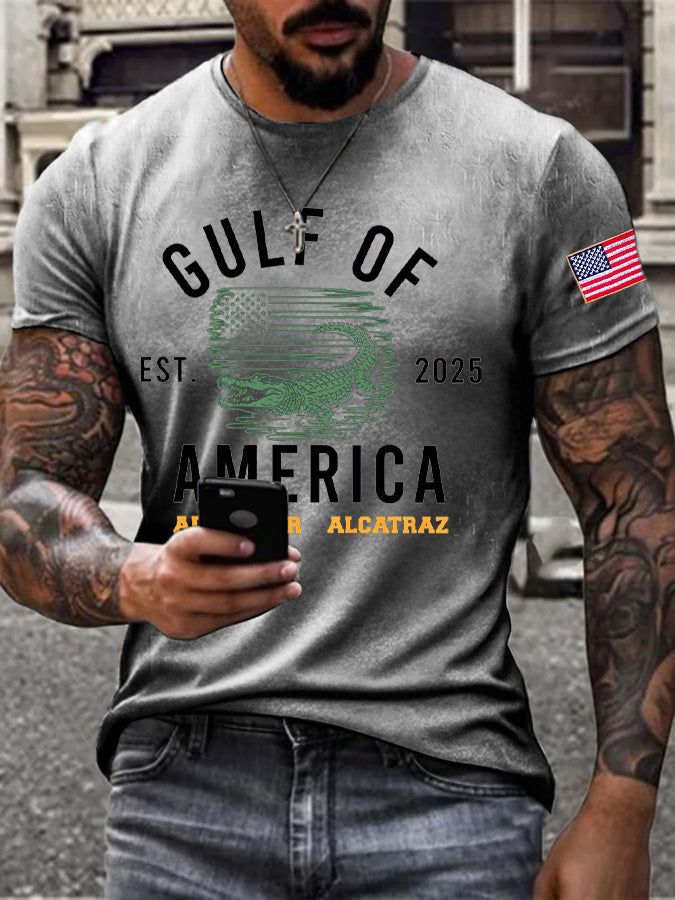 Men's Alligator Alcatraz Gulf of America Printed T-Shirt