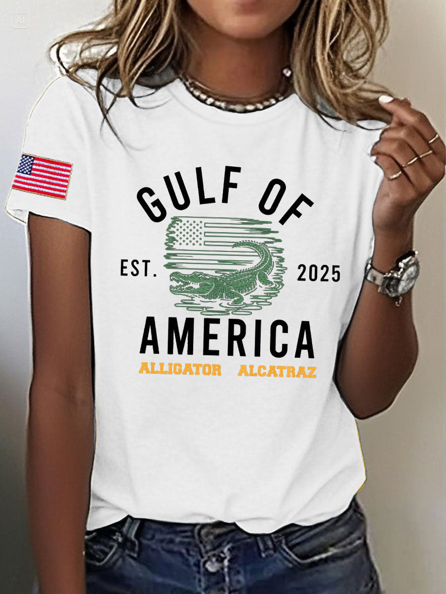 Women's Alligator Alcatraz Gulf of America Printed T-Shirt
