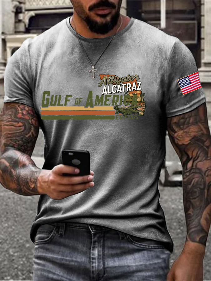 Men's Alligator Alcatraz Gulf of America Printed T-Shirt