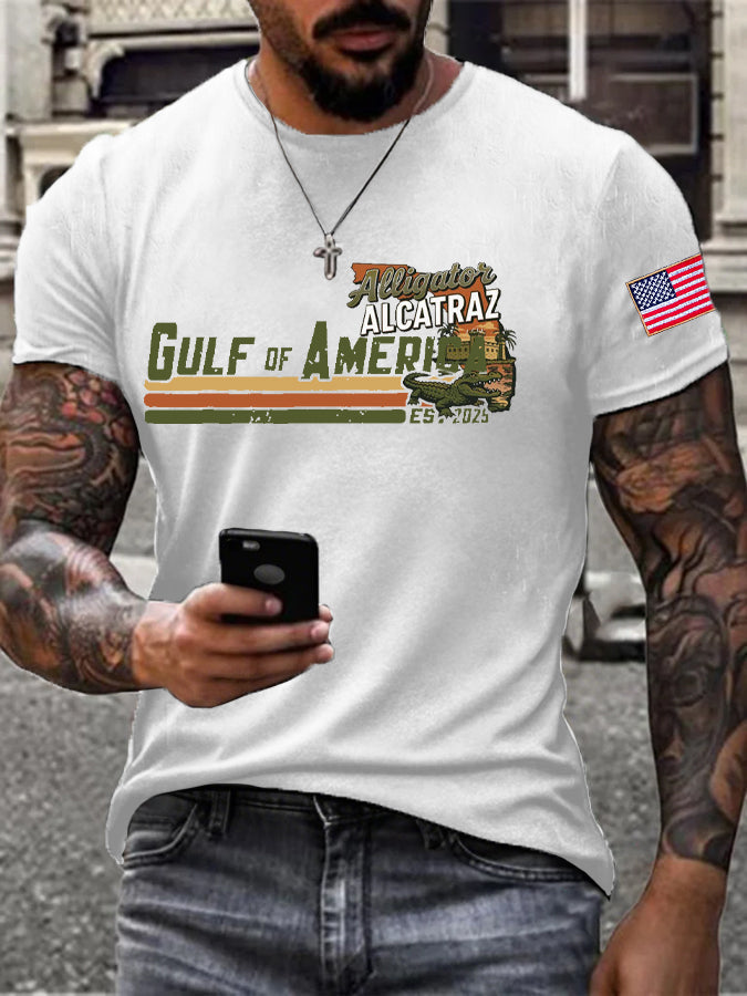 Men's Alligator Alcatraz Gulf of America Printed T-Shirt