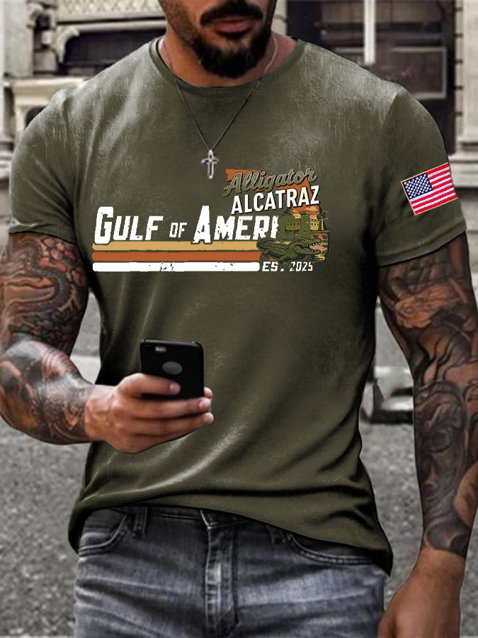 Men's Alligator Alcatraz Gulf of America Printed T-Shirt