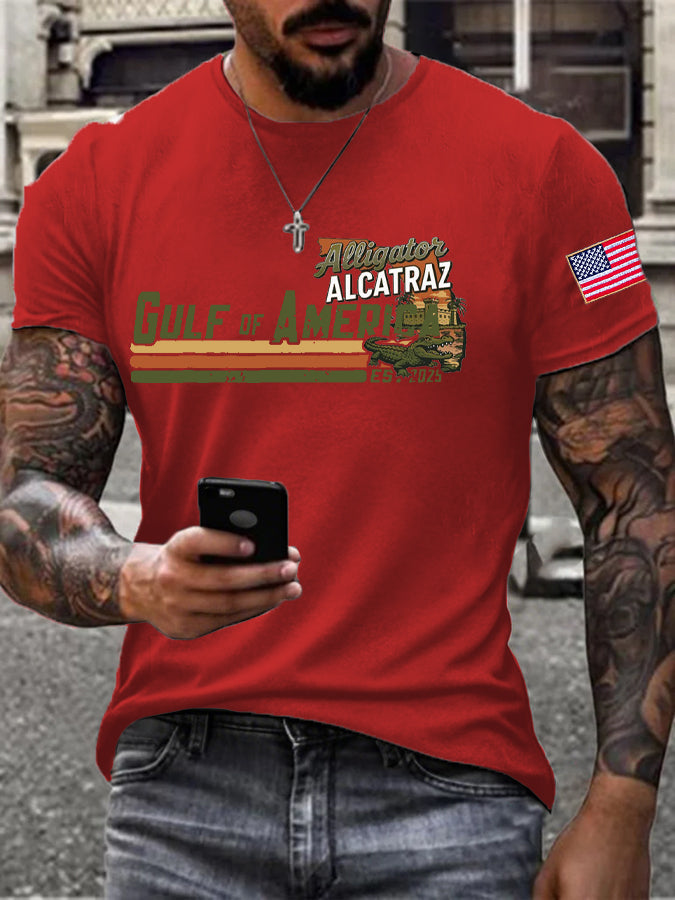 Men's Alligator Alcatraz Gulf of America Printed T-Shirt