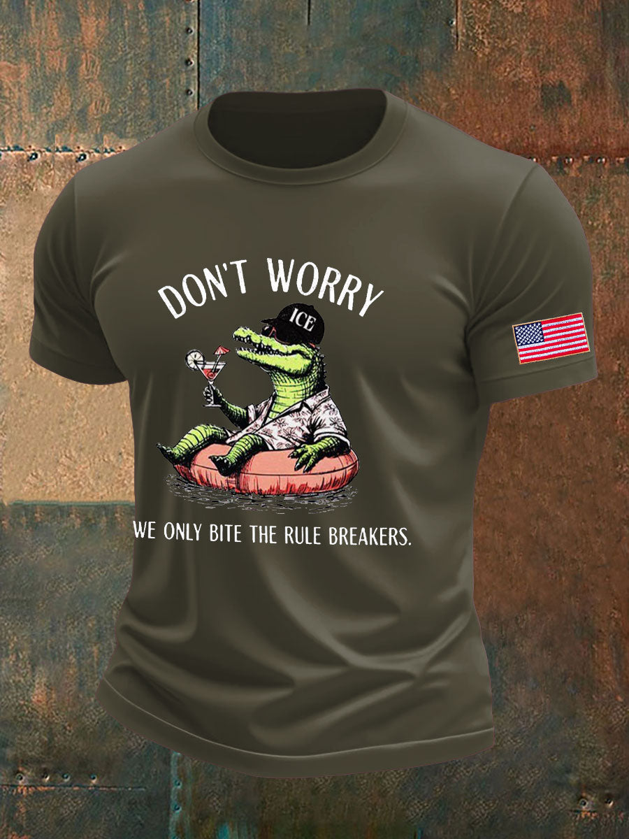 Men's Alligator Alcatraz Funny Florida Everglades Dark Humor Printed T-shirt