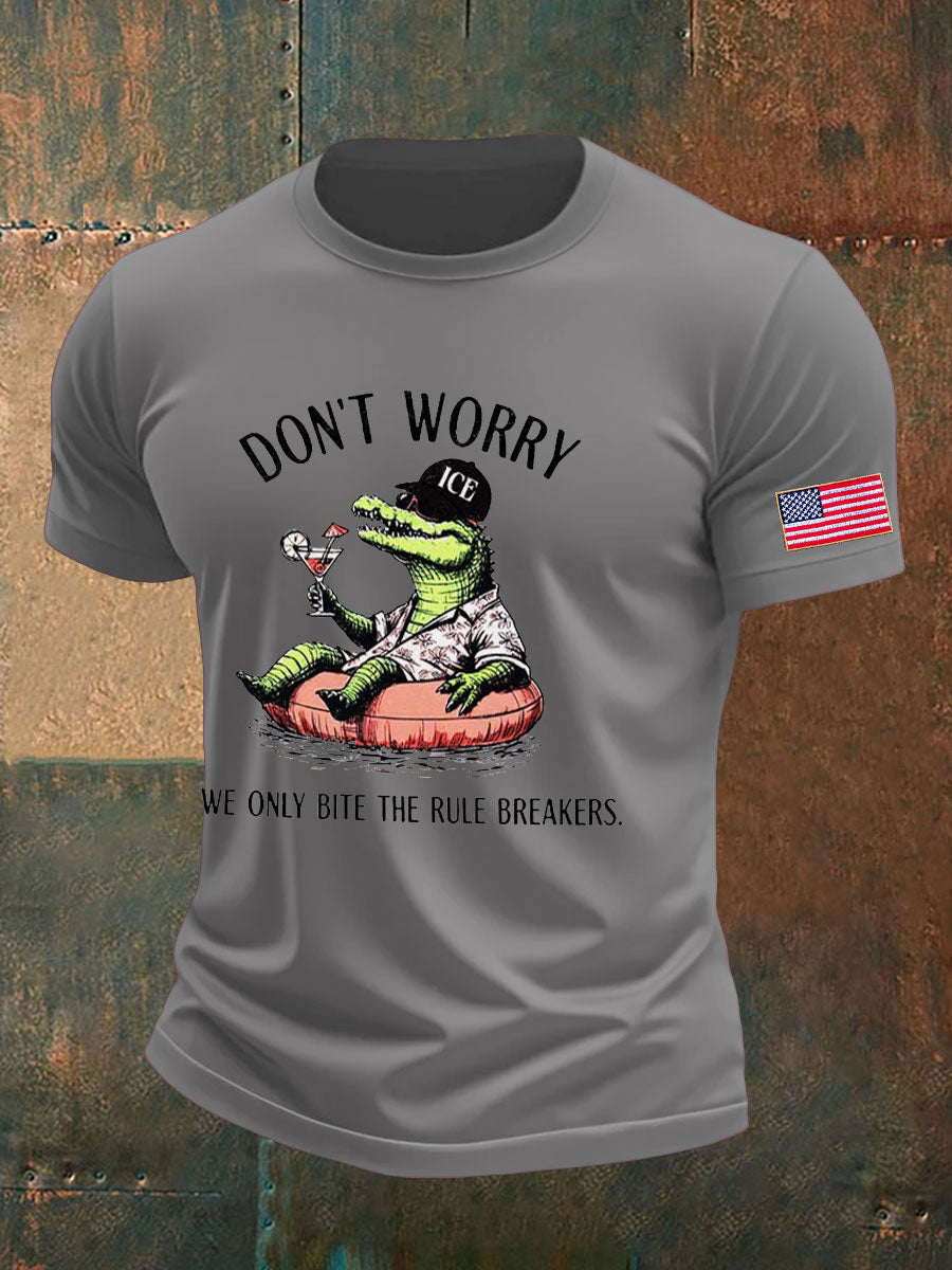 Men's Alligator Alcatraz Funny Florida Everglades Dark Humor Printed T-shirt