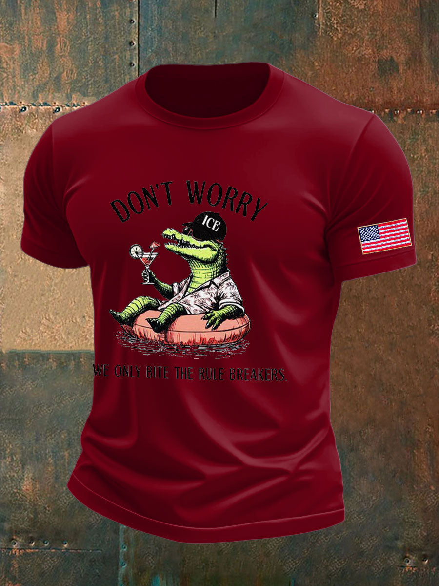 Men's Alligator Alcatraz Funny Florida Everglades Dark Humor Printed T-shirt