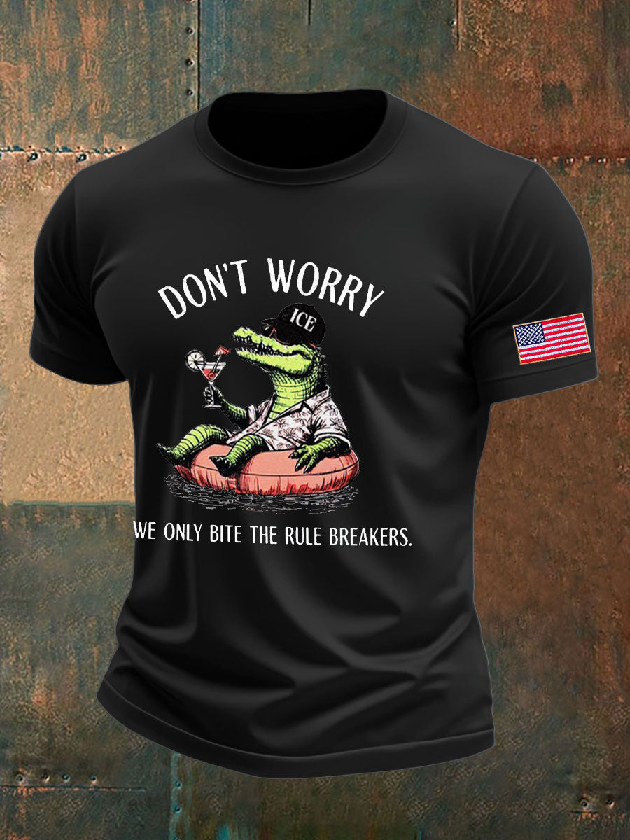 Men's Alligator Alcatraz Funny Florida Everglades Dark Humor Printed T-shirt