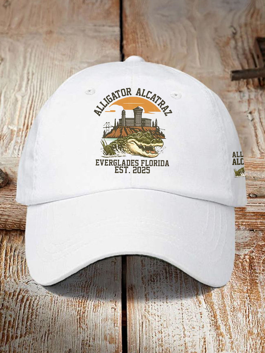 Unisex Retro Alligator Alcatraz Funny Florida Everglades Dark Humor Hat