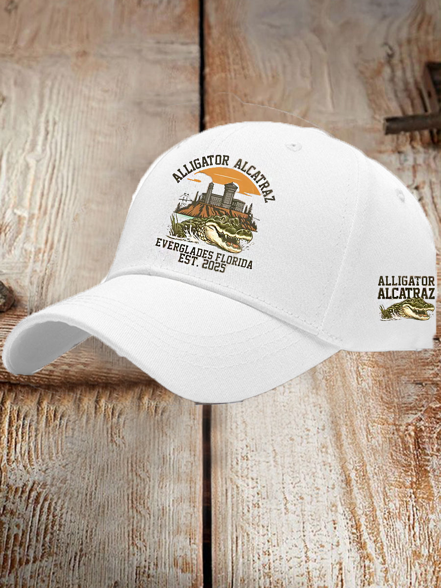 Unisex Retro Alligator Alcatraz Funny Florida Everglades Dark Humor Hat