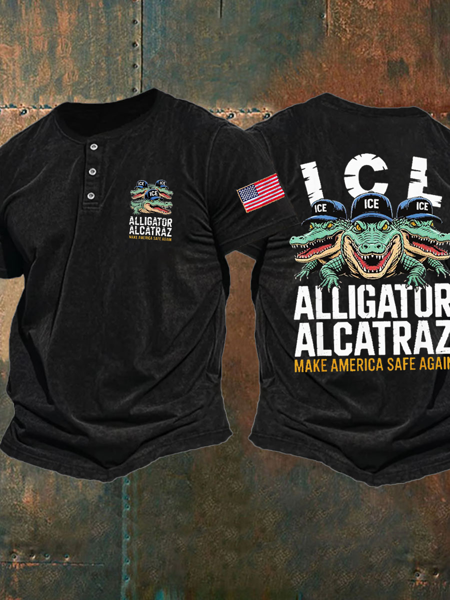 Men's Retro Alligator Alcatraz Funny Florida Everglades Dark Humor Vests T-shirt