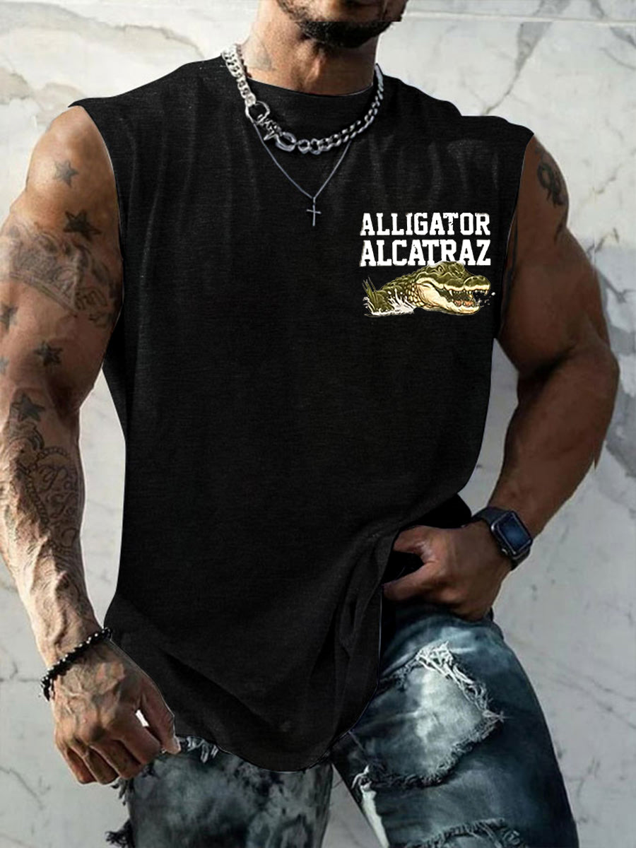 Men's Retro Alligator Alcatraz Funny Florida Everglades Dark Humor Vests