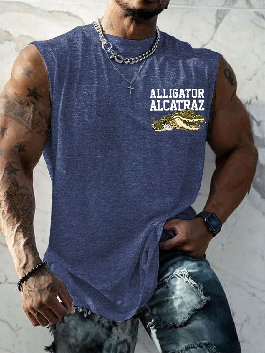 Men's Retro Alligator Alcatraz Funny Florida Everglades Dark Humor Vests