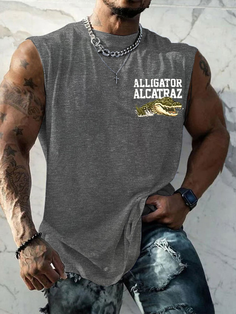 Men's Retro Alligator Alcatraz Funny Florida Everglades Dark Humor Vests
