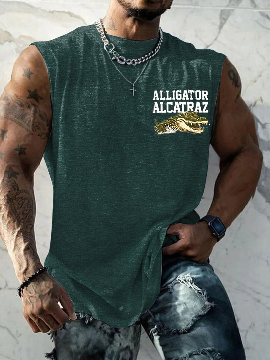 Men's Retro Alligator Alcatraz Funny Florida Everglades Dark Humor Vests