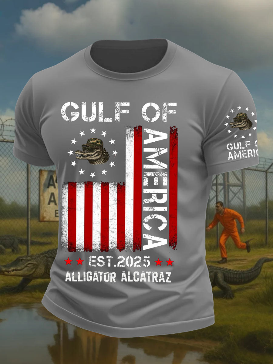 Men's Alligator Alcatraz Funny Florida Everglades Dark Humor Printed T-shirt