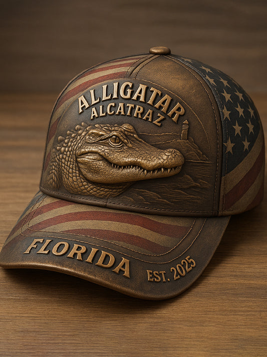 Alligator Alcatraz Fun Florida Everglades Art Casual Print Hat