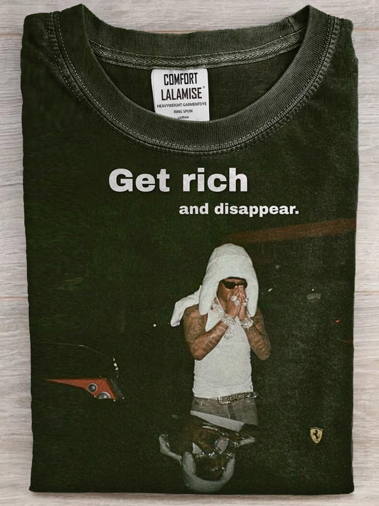 Vintage Funny get rich Art Print Cotton Casual Short Sleeve T-shirt