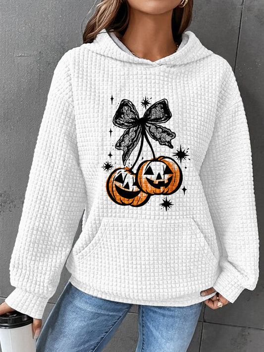 Halloween Art Waffle Print Casual Sweatshirt