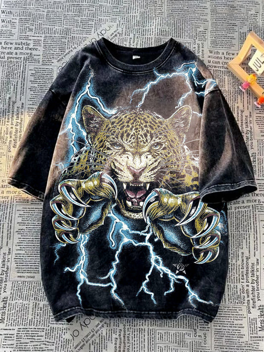 Unisex Animal Art Illustration Crew Neck Casual T-Shirt