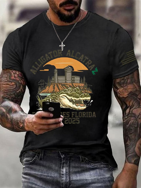 Men's Alligator Alcatraz Print T-Shirt