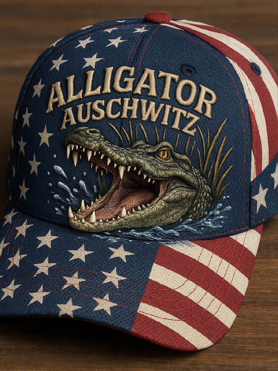 Vintage Alligator Auschwitz Fun Florida Everglades Art Casual Print Hat