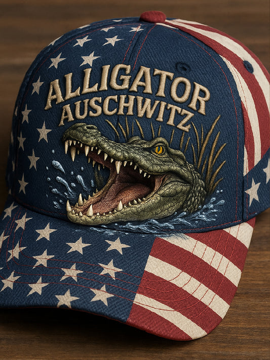 Vintage Alligator Auschwitz Fun Florida Everglades Art Casual Print Hat
