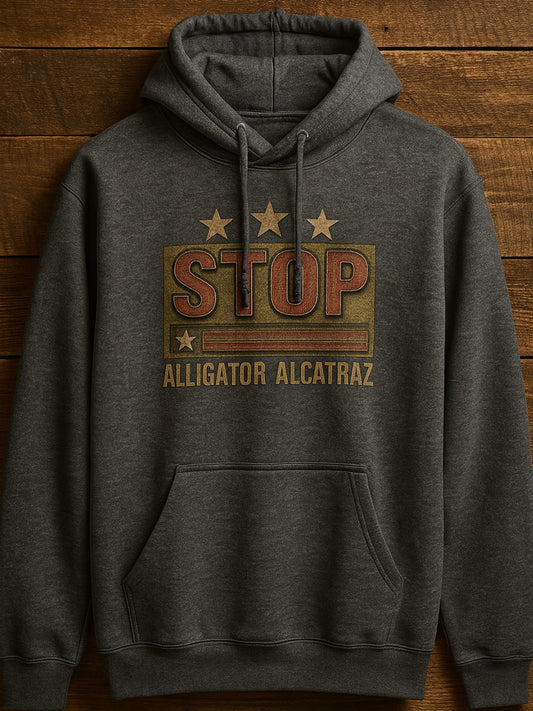 Vintage Alligator Alcatraz Fun Florida Everglades Art Print Casual Hoodie