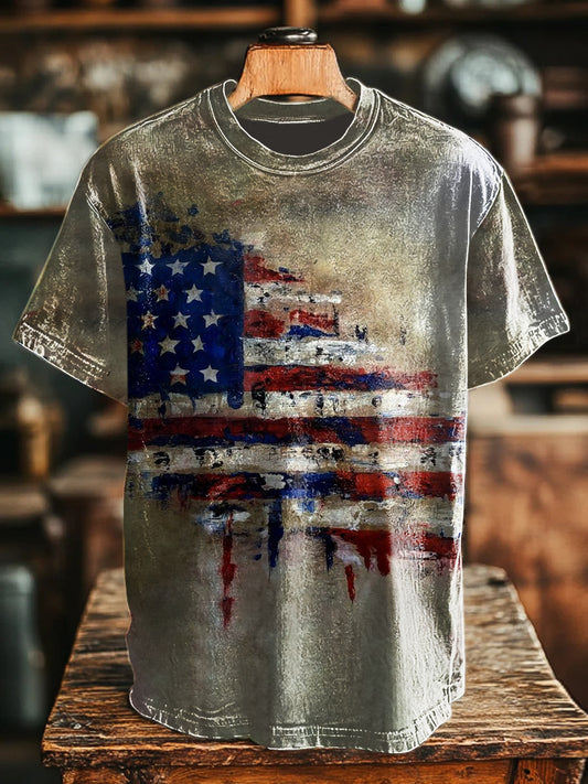 Unisex Independence Day Retro Crew Neck T-Shirt
