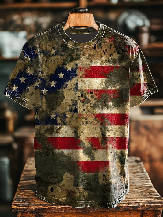 Unisex Independence Day Retro Crew Neck T-Shirt