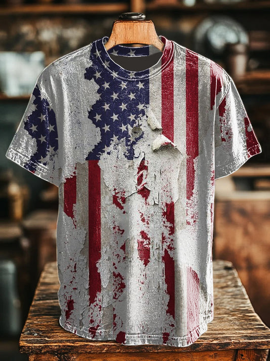 Unisex Independence Day Retro Crew Neck T-Shirt