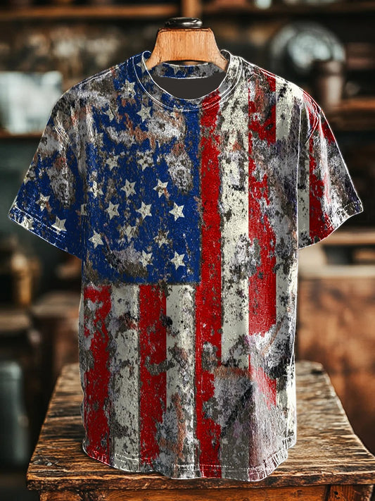 Unisex Independence Day Retro Crew Neck T-Shirt