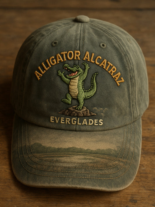 Alligator Alcatraz Fun Florida Everglades Art Casual Print Hat