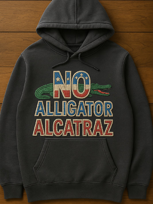 Vintage Alligator Alcatraz Fun Florida Everglades Art Print Casual Hoodie
