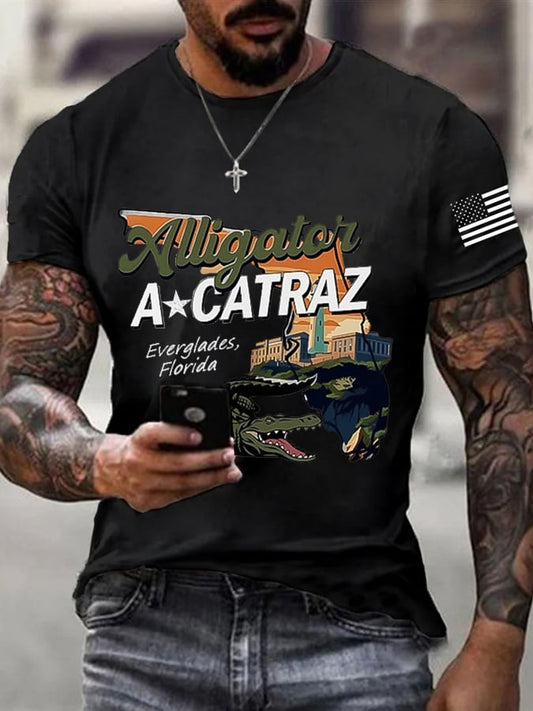 Men's Alligator Alcatraz Ice Print T-Shirt