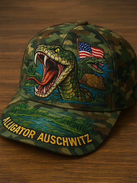 Vintage Alligator Auschwitz Fun Florida Everglades Art Casual Print Hat