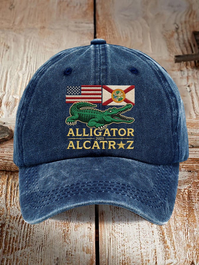 Alligator Alcatraz Funny Florida Everglades Dark Humor  Pride Baseball Cap