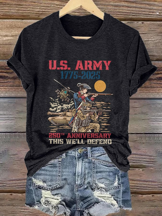 Retro U.S. Army 1775-2025 250th Anniversary This We'll Defend Print T-Shirt