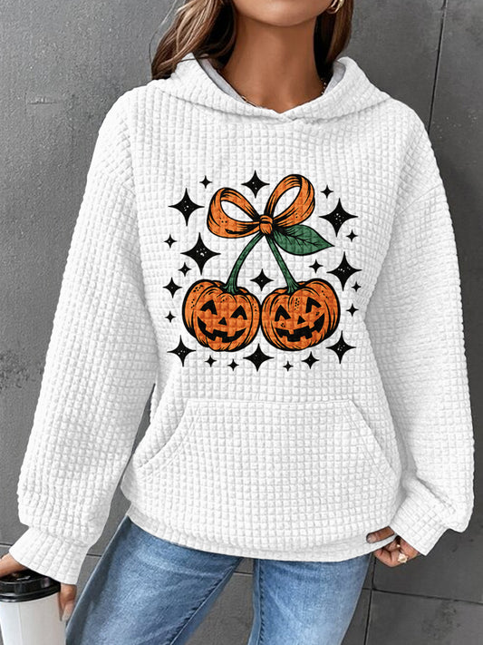 Halloween Art Waffle Print Casual Sweatshirt