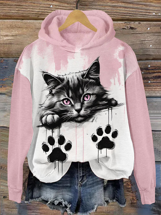 Cat Art Print Casual Hoodie